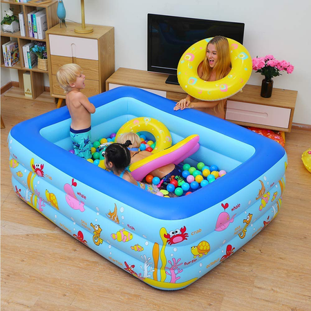 WateBom Inflatable Pool for Kids and Adults, 83" Kiddie Pool, Rectangle Pool