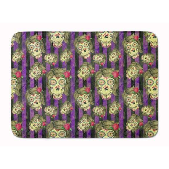 Watecolor Day of the Dead Halloween Machine Washable Memory Foam Mat