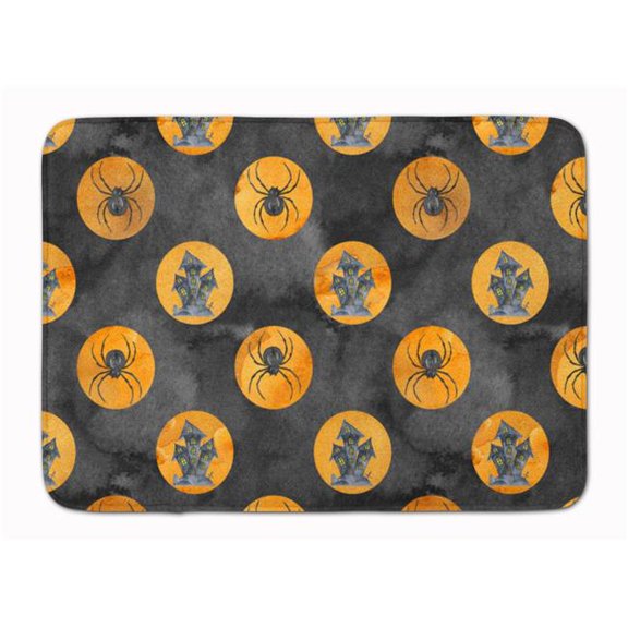 Watecolor Halloween Circles Machine Washable Memory Foam Mat