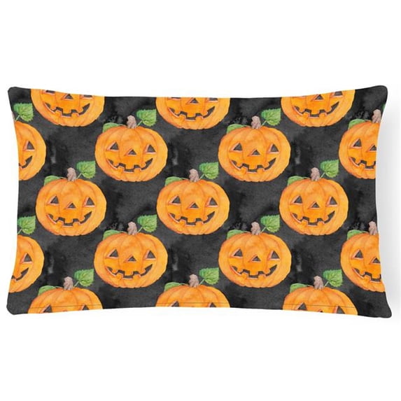 Watecolor Halloween Jack-O-Lantern Canvas Fabric Decorative Pillow - 12 x 16 in.