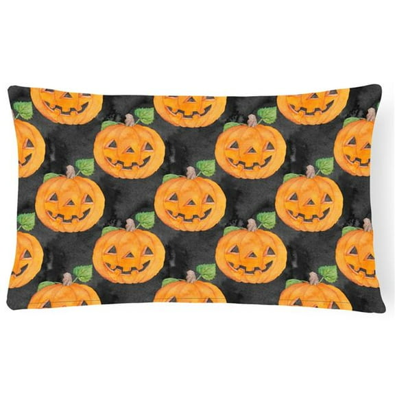 Watecolor Halloween Jack-O-Lantern Canvas Fabric Decorative Pillow - 12 x 16 in.