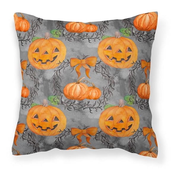 Watecolor Halloween Pumpkins Fabric Decorative Pillow - 14 x 14 in.