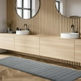 thumbnail image 1 of Water Absorbent Striped Long Memory Foam Bathroom Rug - 16X48 Inches, Non-Slip Rubber Backing, Quick-Dry Surface, Easy To Clean - For Bathroom, Showers, Home Floors, Entry Areas, 1 of 6