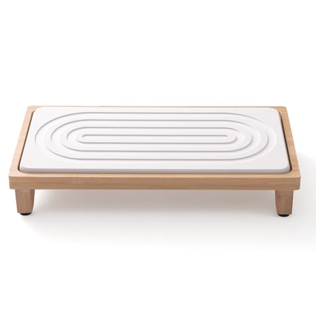 Water Absorbing Stone Tray, Fast Drying Diatomite Stone Sink Tray, Water Absorbent Diatomite Coasters, Stones Soap Trays for Kitchen Sink, Bathroom Counter Hand Soap Dish & Holders (9.1" x 4.7")