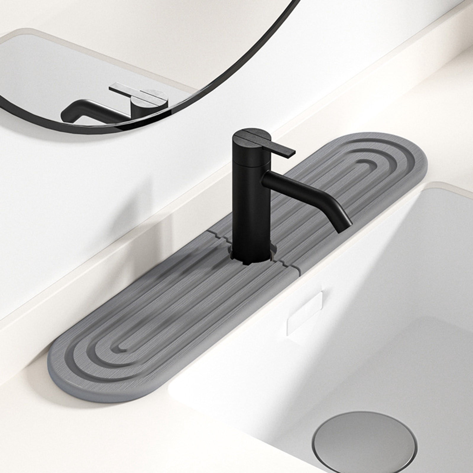 Water Absorbing Stone Tray for Sink, Kitchen Faucet Mat for Kitchen ...