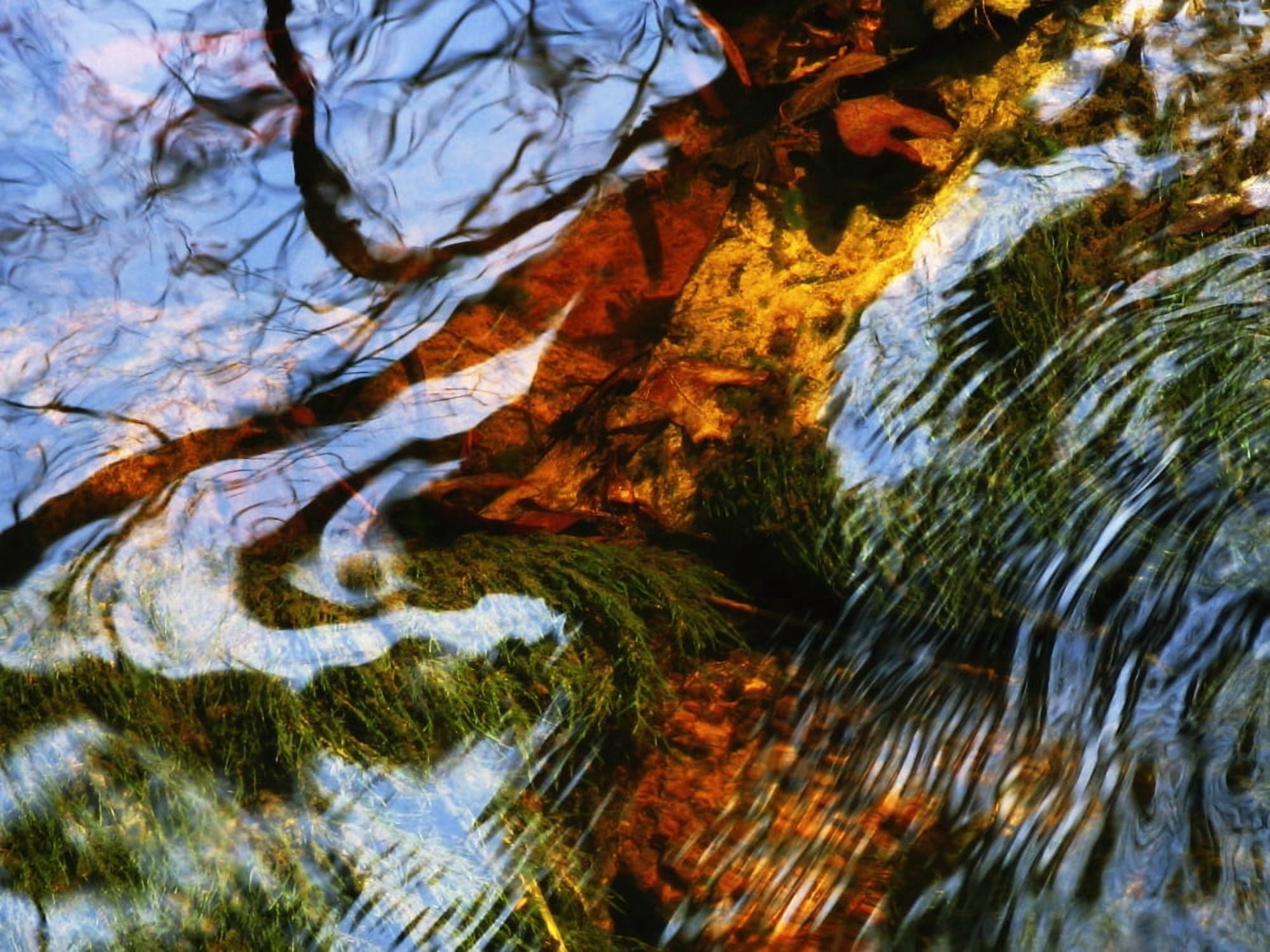 Water Abstract 24 Massachusetts Seekonk Caratunk Wildlife Refuge Ripples And Reflections On Water Surface Canvas Art - Joanne Baldaia Design Pics (32 x 24)