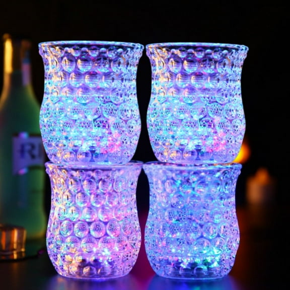Water Activated Colorful Flashing LED Light Up Glasses,Light Up Multi Color Flashing Cups with Blinking LED Lights - Set of 4