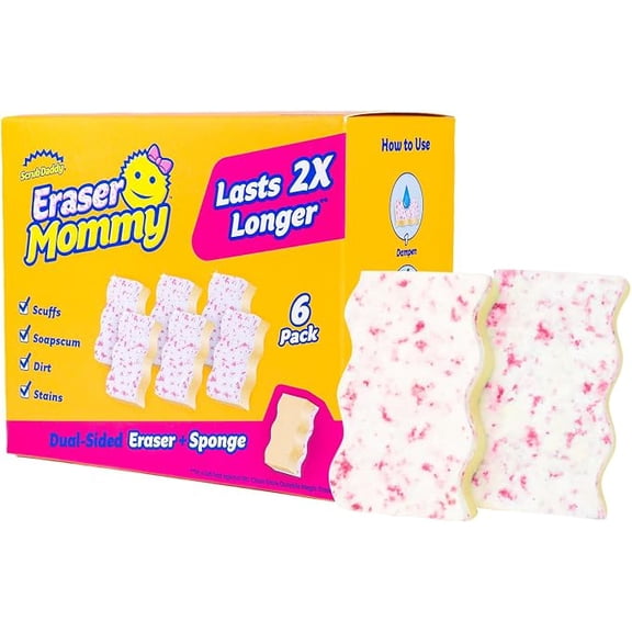 Water Activated Eraser Scrubbing Sponges 6 Count