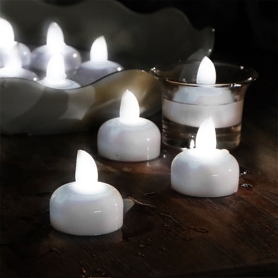 Water Activated Floating Candles, LED Electronic Candle Lights, Battery Powered Waterproof Flameless Candles for Pools, Weddings, and Home Decor