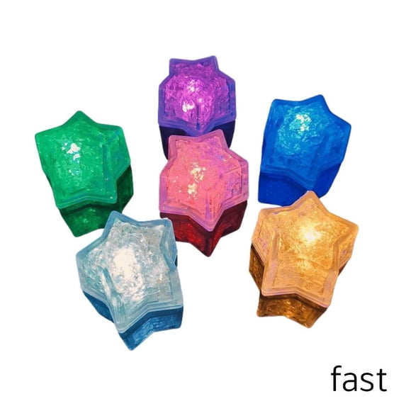 Water Activated LED Ice Cubes – 7 Color Flashing Star Shape Lights, Submersible Glow Toys for Drinks, Bath, Pool