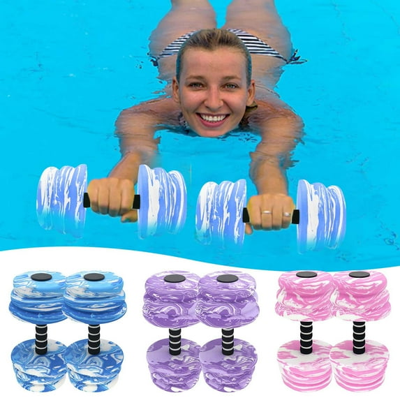 Water Aerobics Floating Dumbbells Set - 2 Pack Buoyancy Aquatic Barbells for Pool , Swim Training, Water - Soft Eco-Friendly Foam with Comfortable Grip Handles