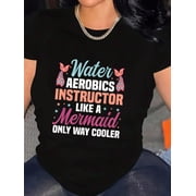 Water Aerobics Instructor Mermaid Aqua Waterobics Coach T-Shirt Graphic Tee summer Tops For Women Round Neck Fashion Cotton shirts