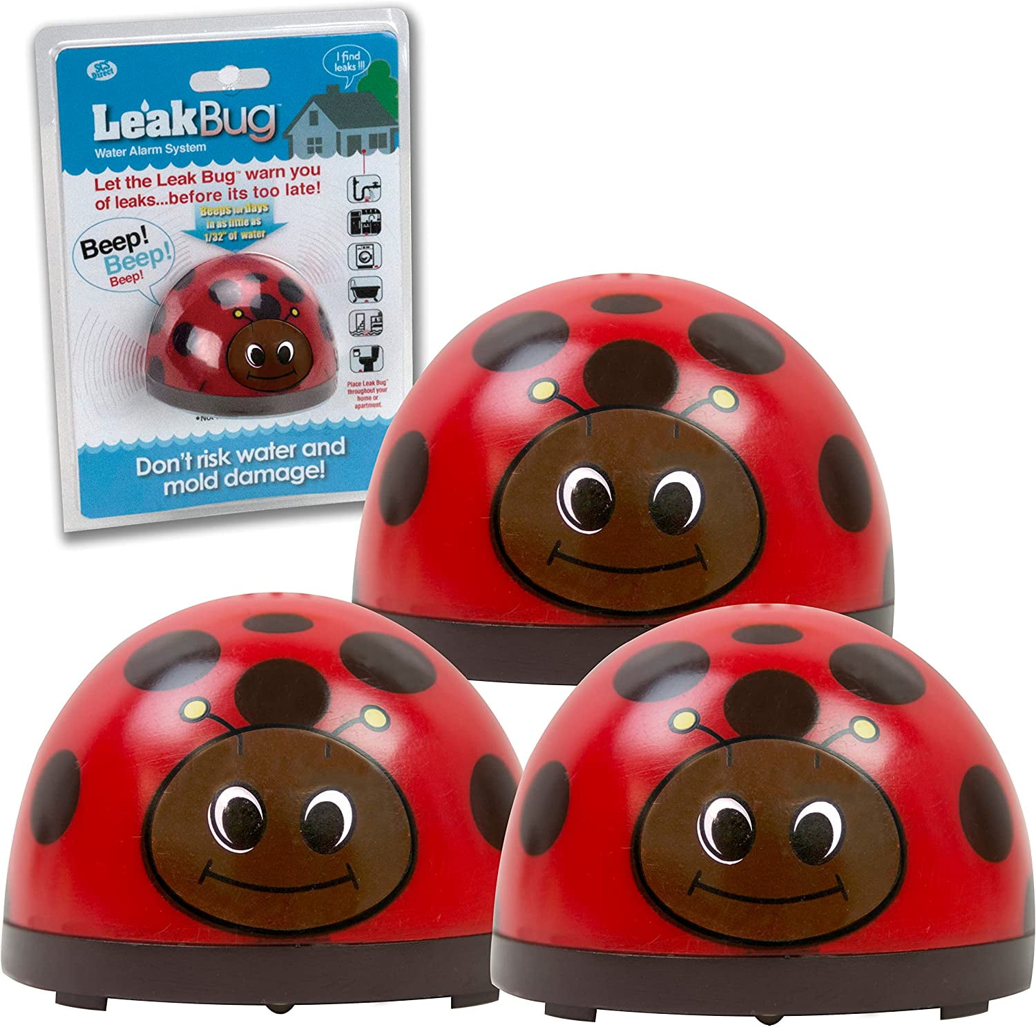 Red and Black Ladybug Water Leak Detector Alarm Set