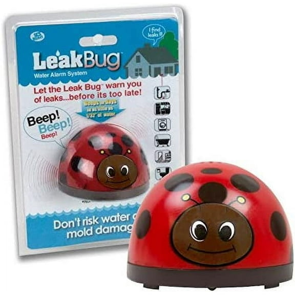 Water Alarm- Leak Bug Flood Detector detects as Little as 1/32 Inch of Water- Electronic Overflow Alert Sensor Beeps When Battery is Low