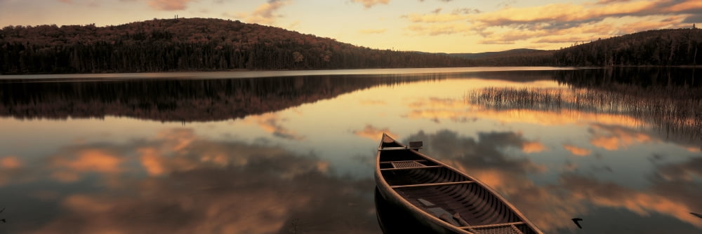 Water And Boat Maine New Hampshire Border USA Canvas Art - Panoramic Images (36 x 12)