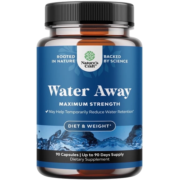 Nature’s Craft Water Away Diuretic Pills for Water Retention & Bloating Relief, 90 Capsules