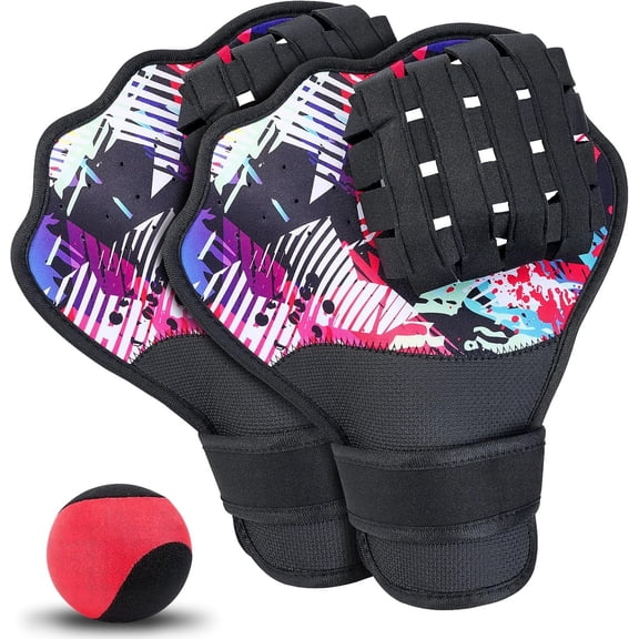 Water Ball and Gloves Set,1PC Water Bouncing Ball&2PCS Catch Mitts,Pool Baseball Catching Mitts for Beach ,Play Catch Skip Ball&Gloves