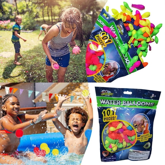 Water Balloons, 100 Water Balloons Per Pack with Hose Nozzle, Water Bomb Balloons Fight Games, Colorful Bulk Water Balloons, Summer Fun Outdoor Pool & Beach Toys Party Supplies