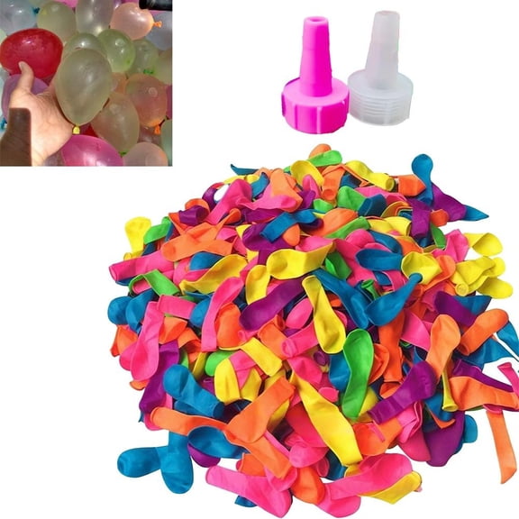 Water Balloons for Adults and Kids with Filling Nozzle, 500 Pcs Neon Color Water Fight Balloons Set, Quick Fill Splash Water Balloons for Summer Yard Fun