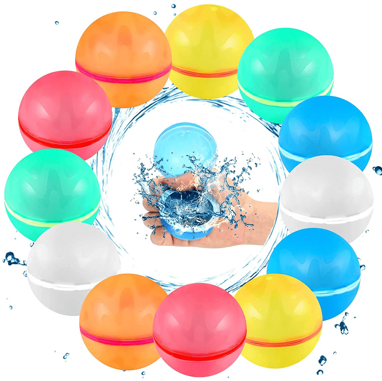 Splash Water Balls, Reusable Toys for Kids Bulk Kids Toys Magnetic Summer Pool Party Supplies Self Sealing Billiards Poo, 4pcs