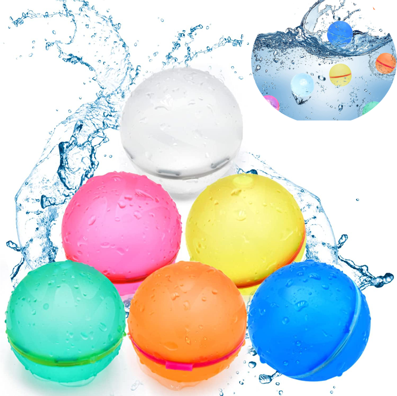 Water Balloons Quick FillSplash Balls for Kids, Reusable Water Balloons