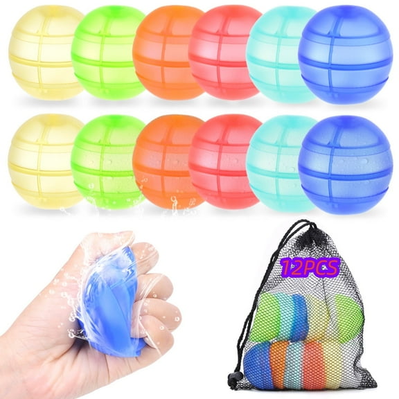 12PCS Water Balloons,with Mesh Bag, Water Balloons for Kids, Self-Sealing Water Bomb for Kids Adults Outdoor Activities Water Games Toy Summer Fun Party Supplies
