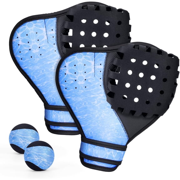 Water Baseball Glove and Ball Set, Water Gloves with Adjustable Strap, 2 Catch Water Gloves & Balls for Water Games, Pool Sports & Beach Games for Teens & Adults