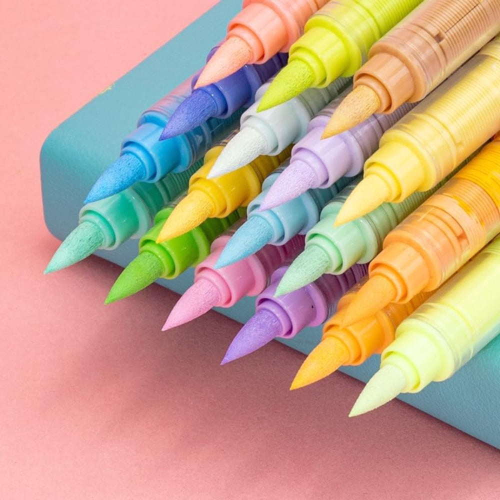 Water-Based Acrylic Markers Set, Paint Marker Pens, 24 Colors Acrylic Paint Markers, Soft Tip Markers, Perfect for Paper, Wood, Rock, Glass, and More, Includes Macaron and Skin Tone
