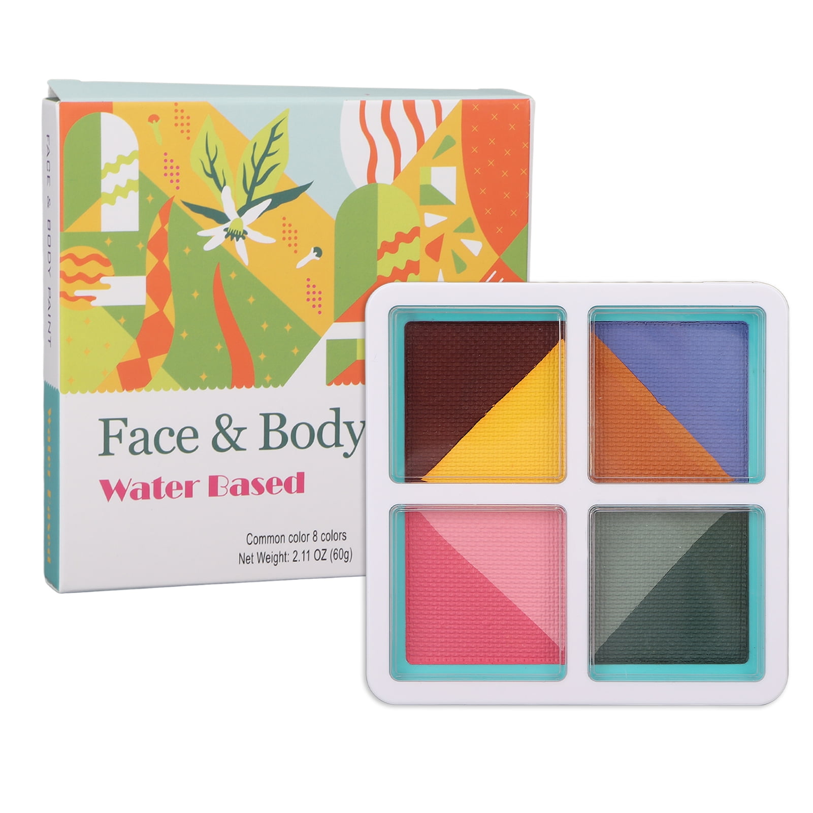 WaterBased Body Paint Palette, 8 Colors, ToxicFree, Matte Texture