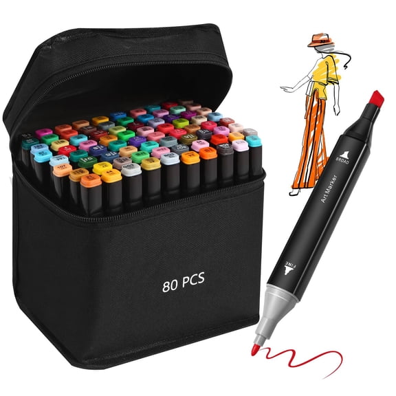 Water-Based Marker Set Smooth Flow for Art Design Illustration A