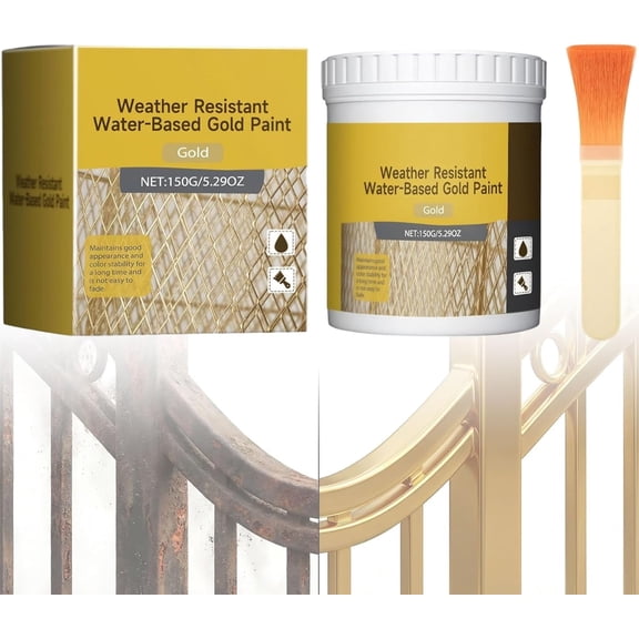 Water-Based Metallic Gold Leaf Paint 150g - Weather Resistant for Home Decor, Crafts & Plaster(XX)