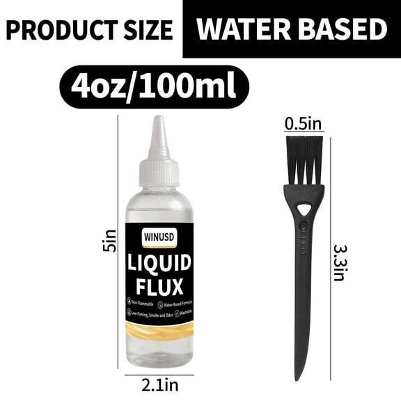 Water-Based No-Clean Liquid Flux for Electronics Soldering 4oz 100ml