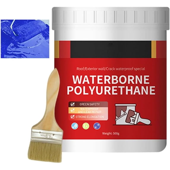 Water-Based Polyurethane Waterproof Coating, 500g Polyurethane Waterproof Coating, Water-Based Rust Removal Converter Metallic Paint (Blue)