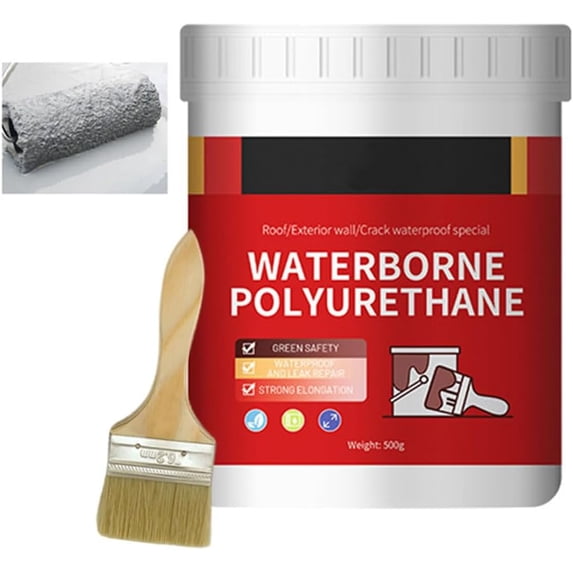 Water-Based Polyurethane Waterproof Coating, 500g Polyurethane Waterproof Coating, Water-Based Rust Removal Converter Metallic Paint (Gray)