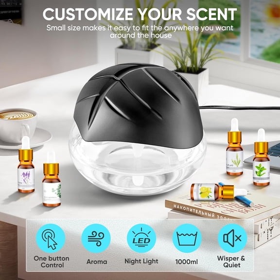 Water Based Purifier with Essential Oil Diffuser and Humidifier Function, Washer with LED Night Light for Home Bedroom Office