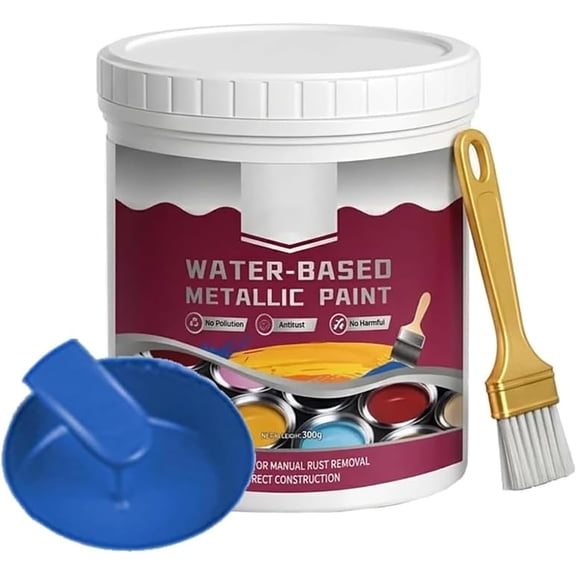 Water-Based Rust Converter & Metallic Paint,300g Weatherproof Rust Converter Paint For Metal, Restores Iron Steel Metal, Brush-On Surface Sealant Coating