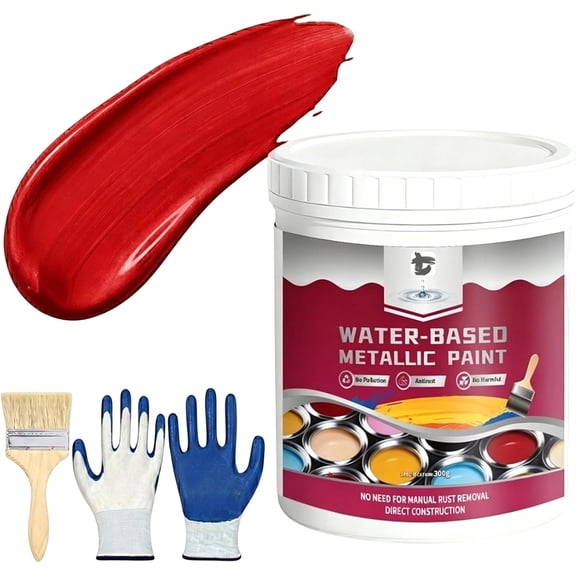 Water-Based Rust Converter Paint, 2 in 1 Glossy Metal Finish Rust Treatment for Car Frames, Iron Gates and Outdoor Garden Furniture, 10.58 Oz