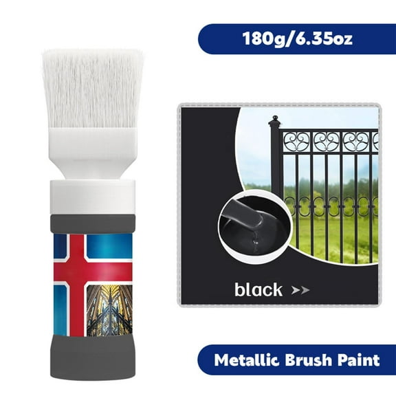 Water-Based Rust Proof Metal Paint with Built-in Brush, QQZ Quick Drying Protective Coating for DIY Projects, Excellent Adhesion Anti Corrosion Paint for Outdoor Furniture Metal Surfaces, Black