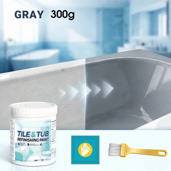 Water-Based Tile Tub Refinishing Paint, 300ml Waterproof Anti-Slip Bathtub Coating, Scratch Resistant, High Hiding Power, DIY Application, Suitable for Bathroom Kitchen