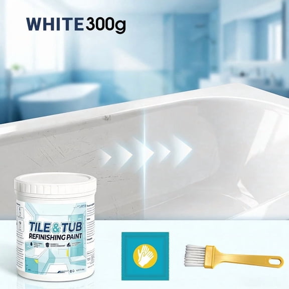 Water-Based Tile Tub Refinishing Paint, 300ml Waterproof Anti-Slip Bathtub Coating, Scratch Resistant, High Hiding Power, DIY Application, Suitable for Bathroom Kitchen