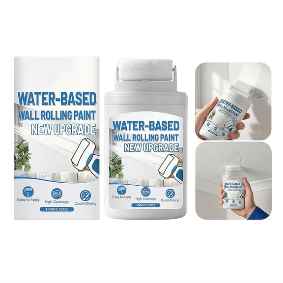 Water-Based Wall Roller Paint, Low-Odor Latex Paint with Roller for Wall Repair & Renovation