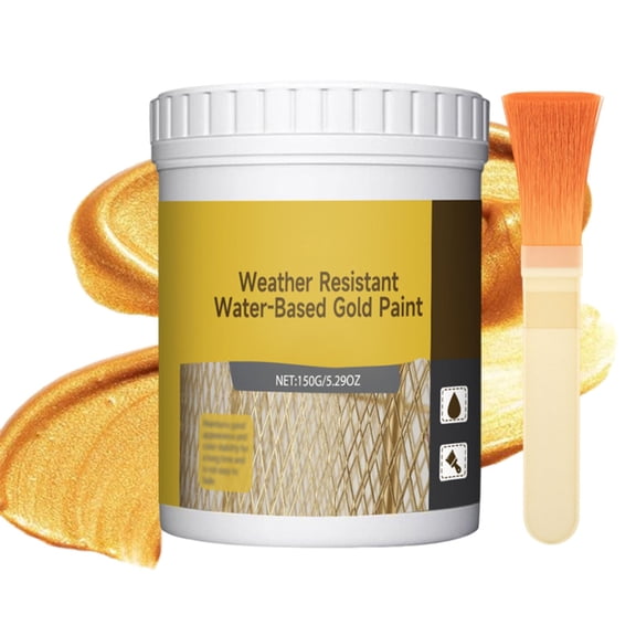 Water-Based Weather-Resistant Gold Paint, 150g Water Based Gold Leaf Paint, Waterproof Gold Leafpaint for Arts, Paintings and Crafts (1Pc)