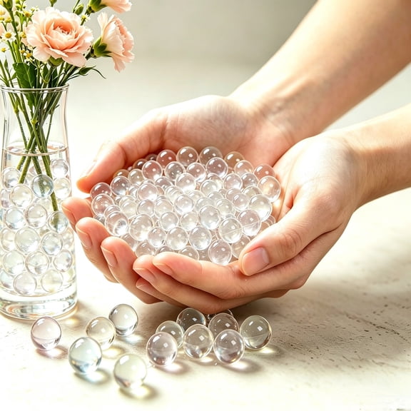 Water Beads for Vase Filler, Clear Crystal Expandable Hydrogel Beads Decorative Floral Pearls, Reusable Water Beads for Home Wedding Party Decoration 5000 Pieces