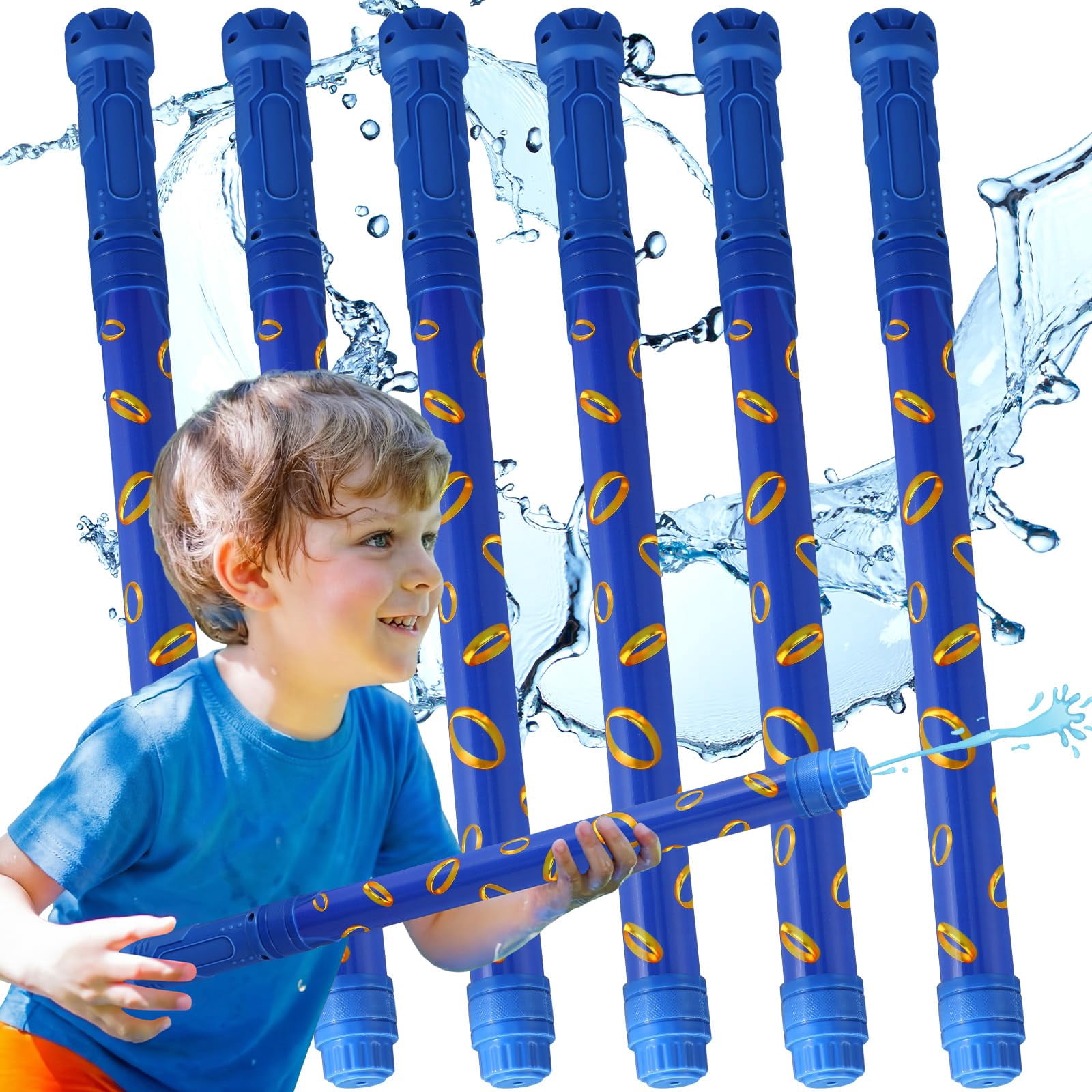 Water Blaster Shooters 6 Blue and Golden Rings Summer Pool Beach Party Favors