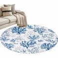 thumbnail image 1 of Water Blue Coral Round Area&nbsp;Rug 3ft Summer Shell Starfish Marine Life Non-Slip&nbsp;Washable Circle Rugs Soft Felt Indoor Floor Mat for Bedroom Kitchen Living Room Bathroom, 1 of 9