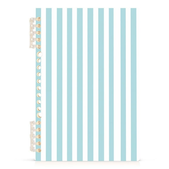 Water Blue and White Stripes Notebooks 1-subject Journal 60 Sheets A5 College Ruled Paper Detachable Ring 8.3"x5.7"
