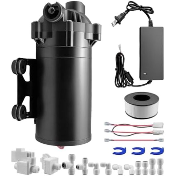 Water Booster Pump for 100GPD Home RO System, Water Filtration System High Pressure Pump with Auto On/Off Switch, Easy Installation Kit for Reverse Osmosis Systems$$Tools & Hardware Other