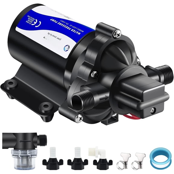 Water Booster Pump for RV,12V Diaphragm Power Water Pumps 4GPM 45PSI Self-priming Pump,Diaphragm Transfer Pump for Inline Garden Hose Lawn Camper Sprinkler Irrigation