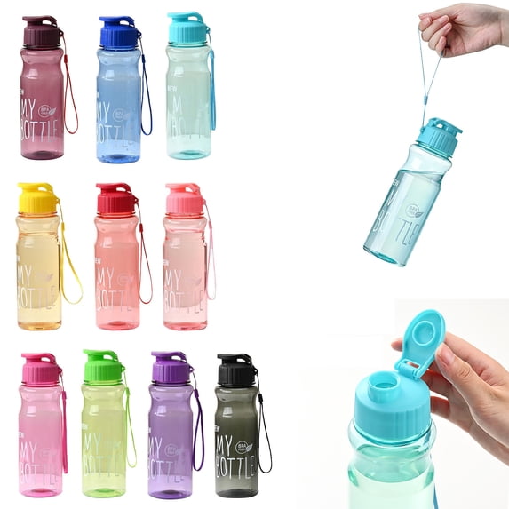 Water Bottle 17 oz Plastic Sports Water Bottle Bulk Reusable Large Bottle with Leak Proof Pull Flip Top Cap for Fitness Gym Travel Sports Parties and School