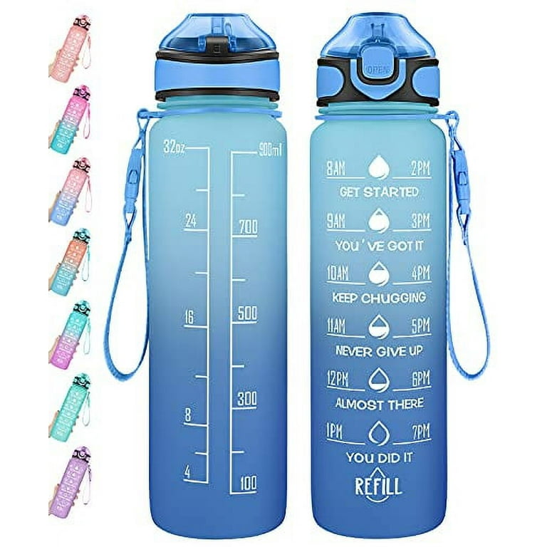 Water Bottle 32oz with Straw, Motivational Water Mug with Time Marker &  Buckle Strap,Leak-Proof Tritan BPA-Free, Ensure You Drink Enough Water for  Fitness, Gym, Camping, Outdoor Sports 